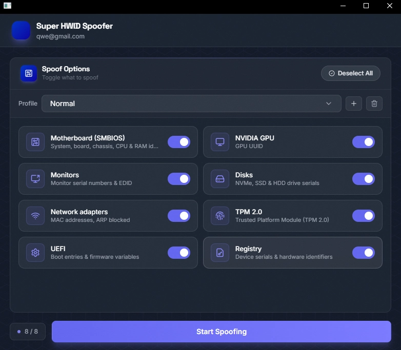 Temp Super Spoofer / No Cleaner / Rust / FN / ONLY / WINDOWS 10 FOR 0 ISSUES /